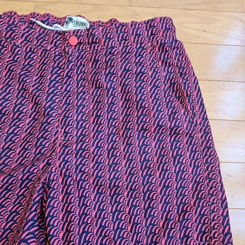 Trunks Surf & Swim | pink geometric print athletic swim trunk shorts | MENS S